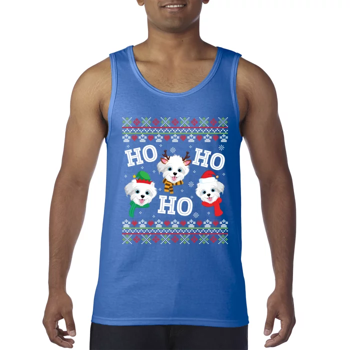 Morkie Dog Ho Ho Ho Merry Christmas Day Dad Mom Ugly Sweat Cool Gift Tank Top