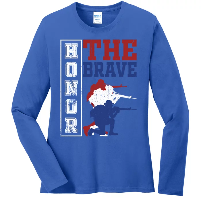 Memorial Day Honor The Brave Military Veterans Gift Ladies Long Sleeve Shirt