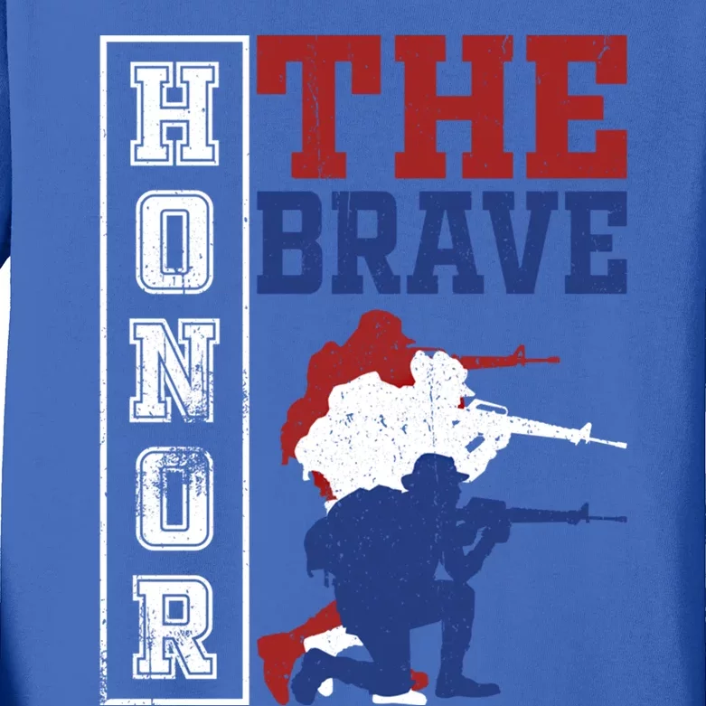 Memorial Day Honor The Brave Military Veterans Gift Kids Long Sleeve Shirt