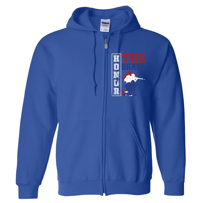 Memorial Day Honor The Brave Military Veterans Gift Full Zip Hoodie