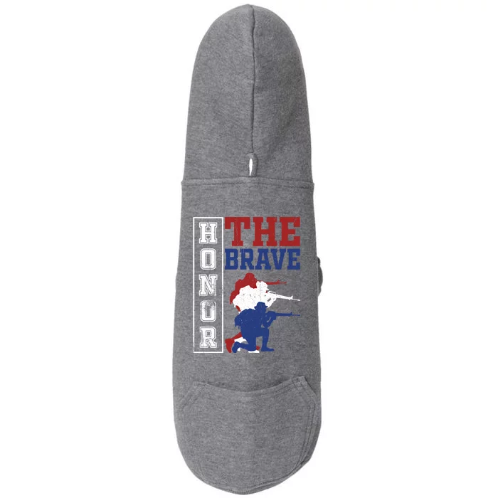 Memorial Day Honor The Brave Military Veterans Gift Doggie 3-End Fleece Hoodie