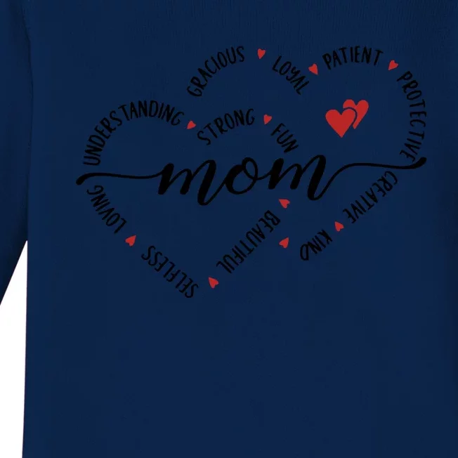 Mom Duel Heart Strong Kind Mom Gift For Happy Mother's Day Baby Long Sleeve Bodysuit