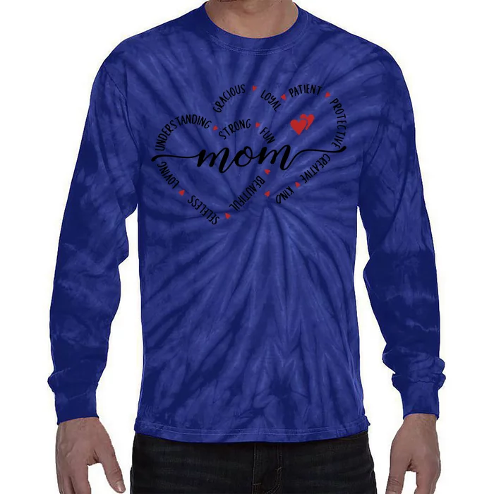 Mom Duel Heart Strong Kind Mom Gift For Happy Mother's Day Tie-Dye Long Sleeve Shirt