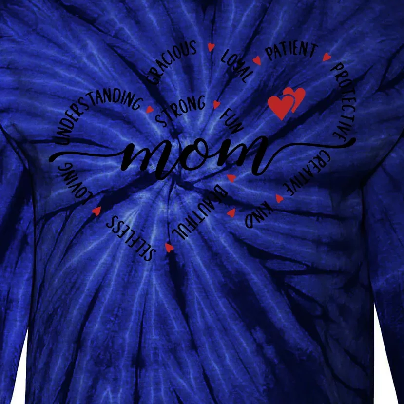 Mom Duel Heart Strong Kind Mom Gift For Happy Mother's Day Tie-Dye Long Sleeve Shirt