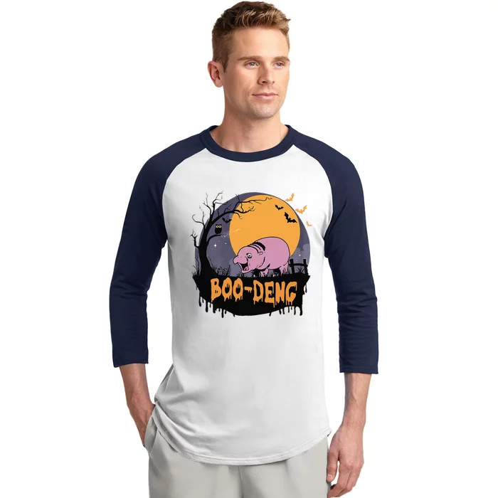 Moo Deng Halloween Boo Deng Halloween Baseball Sleeve Shirt