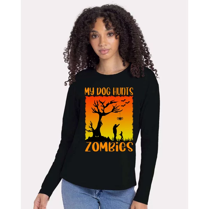 My Dog Hunts Zombies Halloween Womens Cotton Relaxed Long Sleeve T-Shirt