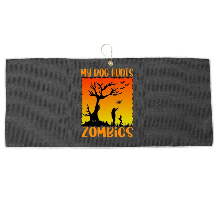 My Dog Hunts Zombies Halloween Large Microfiber Waffle Golf Towel