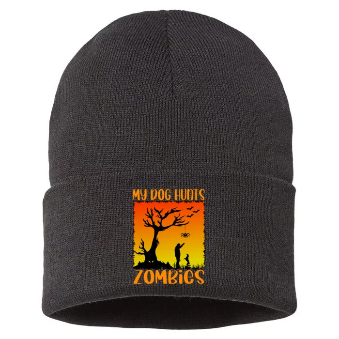 My Dog Hunts Zombies Halloween Sustainable Knit Beanie