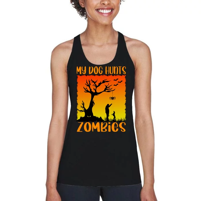 My Dog Hunts Zombies Halloween Women's Racerback Tank