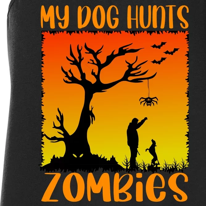 My Dog Hunts Zombies Halloween Women's Racerback Tank