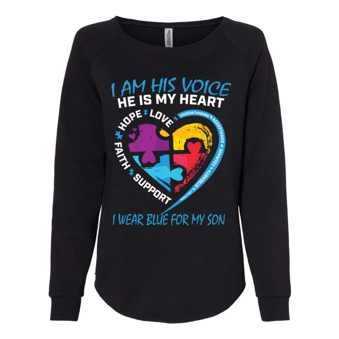 Mom Dad Heart Puzzle I Wear Blue For My Son Autism Awareness Gift Womens California Wash Sweatshirt