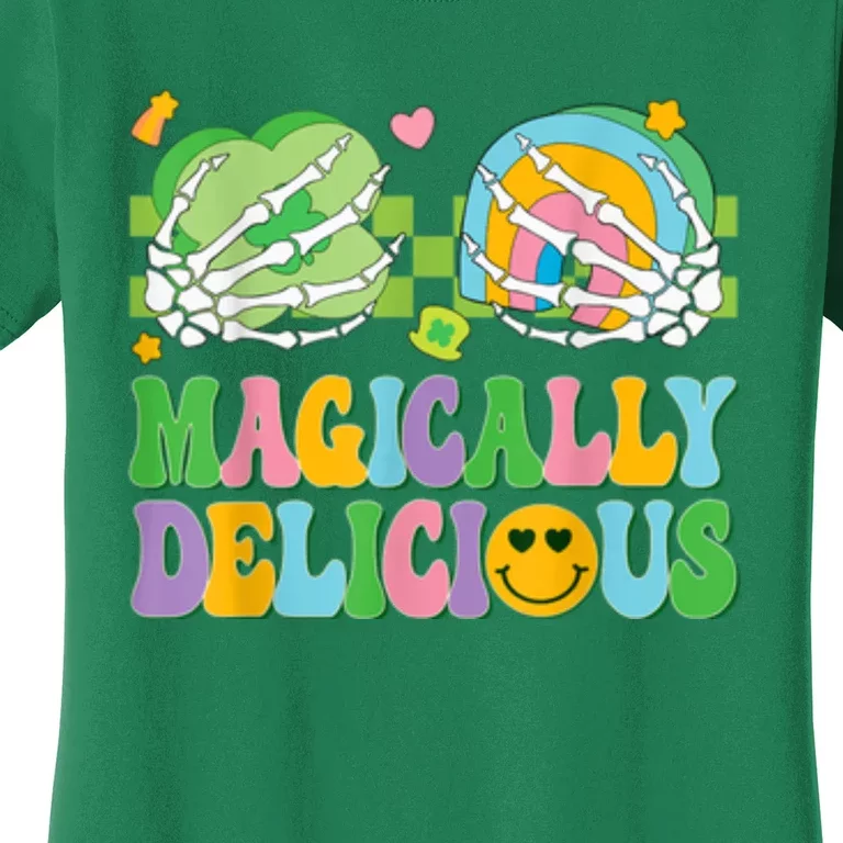 Magically Delicious Hippie St Patrick’s Day Skeleton Charms Women's T-Shirt