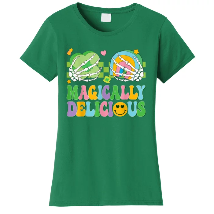 Magically Delicious Hippie St Patrick’s Day Skeleton Charms Women's T-Shirt