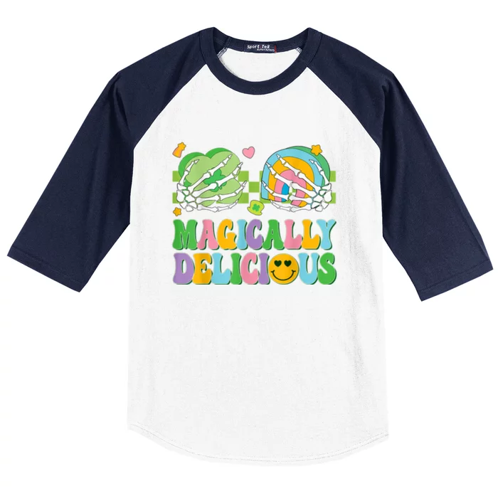 Magically Delicious Hippie St Patrick’s Day Skeleton Charms Baseball Sleeve Shirt