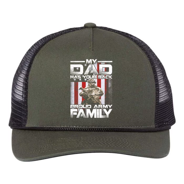 My Dad Has Your Back Proud Army Family Cute Gift Retro Rope Trucker Hat Cap