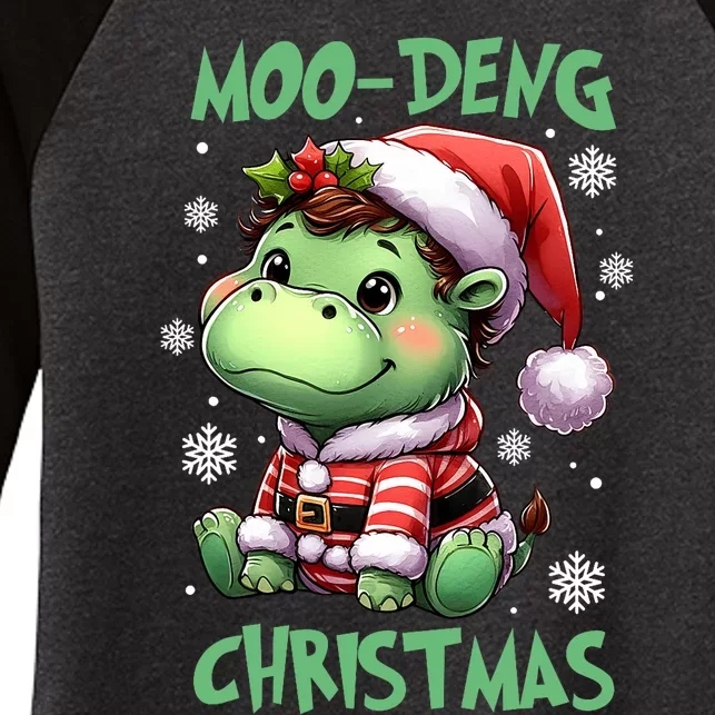 Moo Deng Hippo Baby Pigmy Moodeng Chrismats Zoo Family Women's Tri-Blend 3/4-Sleeve Raglan Shirt