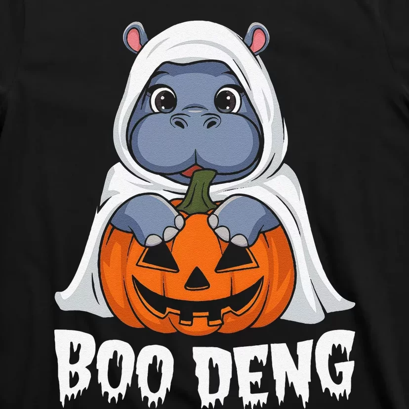 Moo Deng Halloween Cute Baby Pygmy Hippo Bouncy Pig T-Shirt