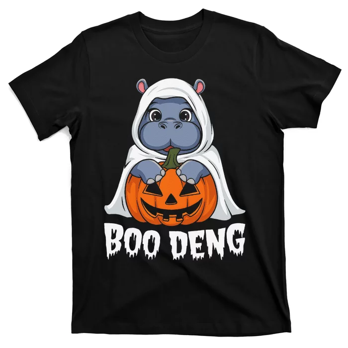 Moo Deng Halloween Cute Baby Pygmy Hippo Bouncy Pig T-Shirt