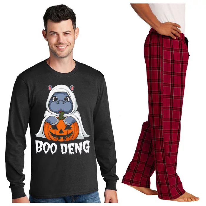 Moo Deng Halloween Cute Baby Pygmy Hippo Bouncy Pig Long Sleeve Pajama Set