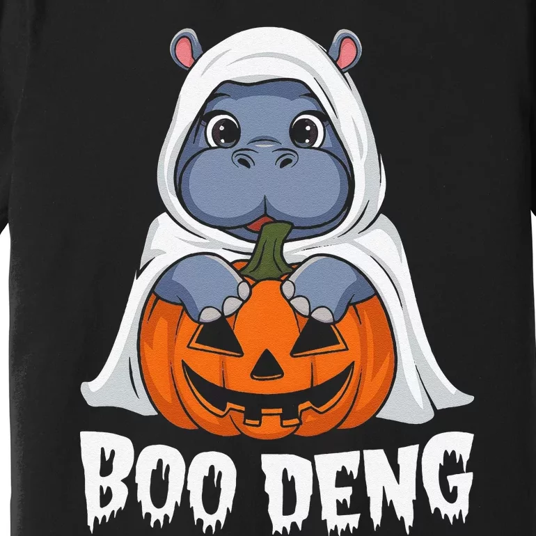 Moo Deng Halloween Cute Baby Pygmy Hippo Bouncy Pig Premium T-Shirt