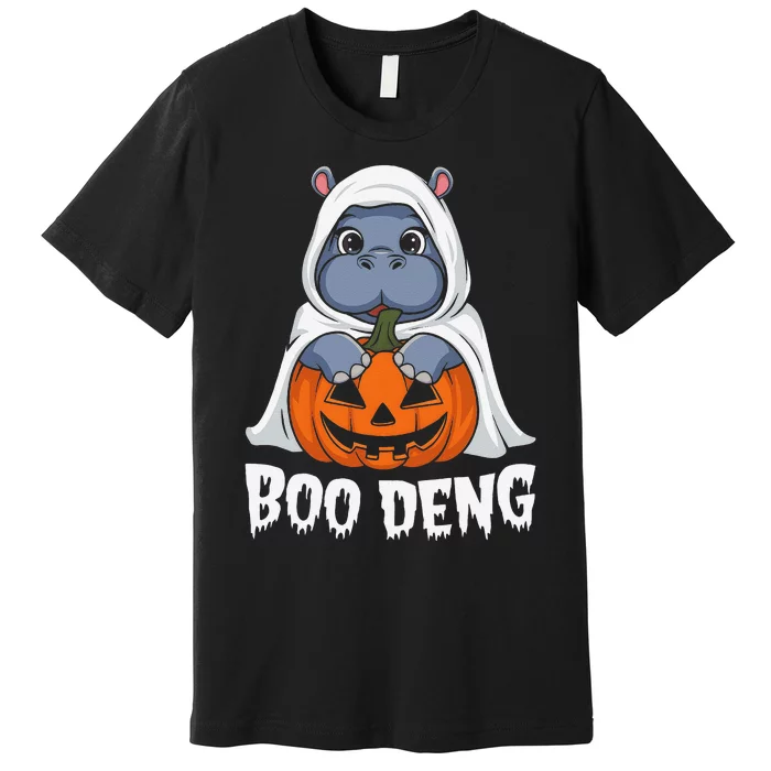 Moo Deng Halloween Cute Baby Pygmy Hippo Bouncy Pig Premium T-Shirt