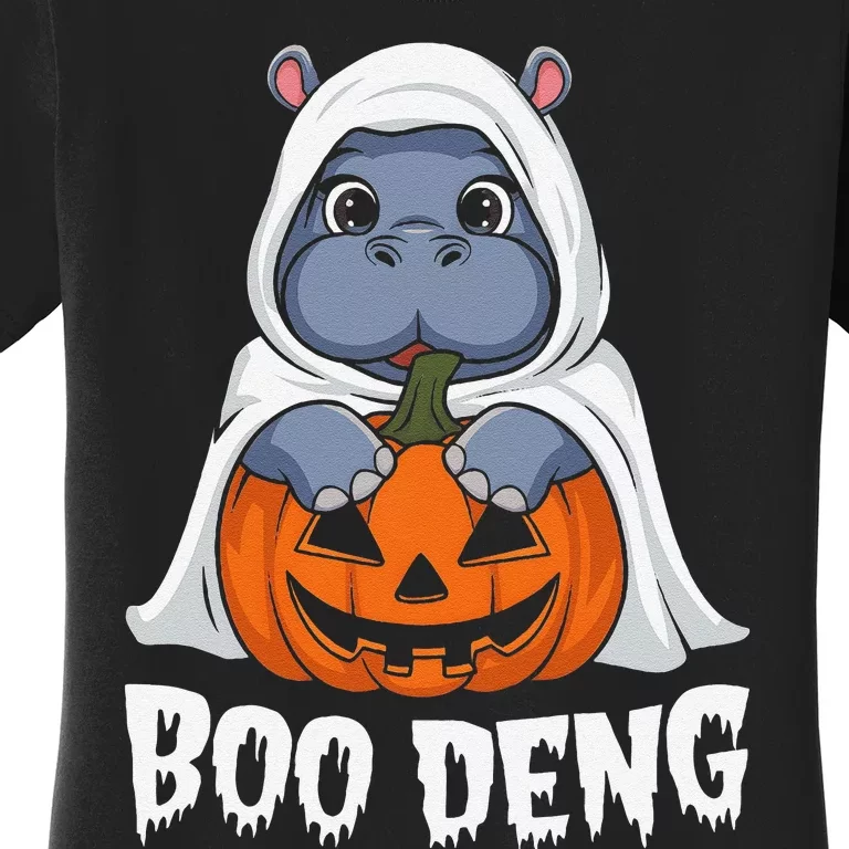 Moo Deng Halloween Cute Baby Pygmy Hippo Bouncy Pig Women's T-Shirt