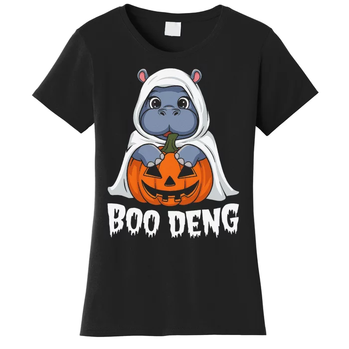 Moo Deng Halloween Cute Baby Pygmy Hippo Bouncy Pig Women's T-Shirt