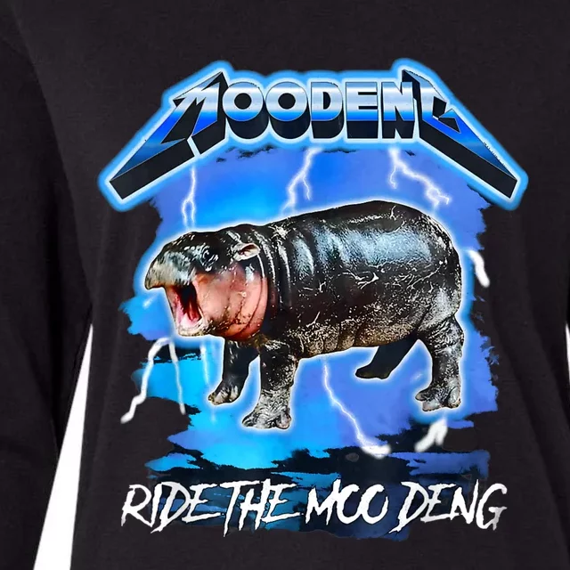 Moo Deng Hippo Ride The Moo Deng Womens Cotton Relaxed Long Sleeve T-Shirt