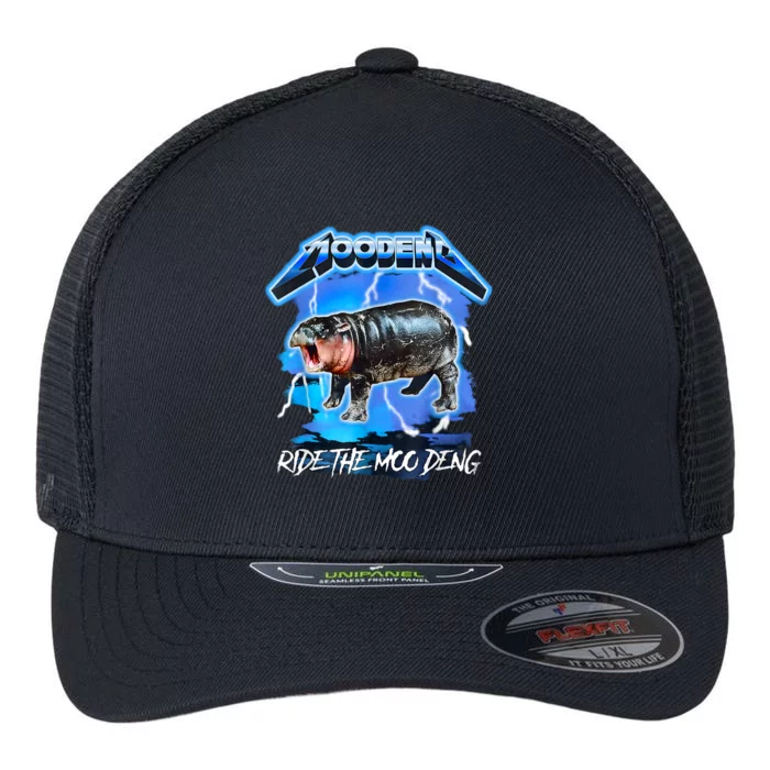 Moo Deng Hippo Ride The Moo Deng Flexfit Unipanel Trucker Cap