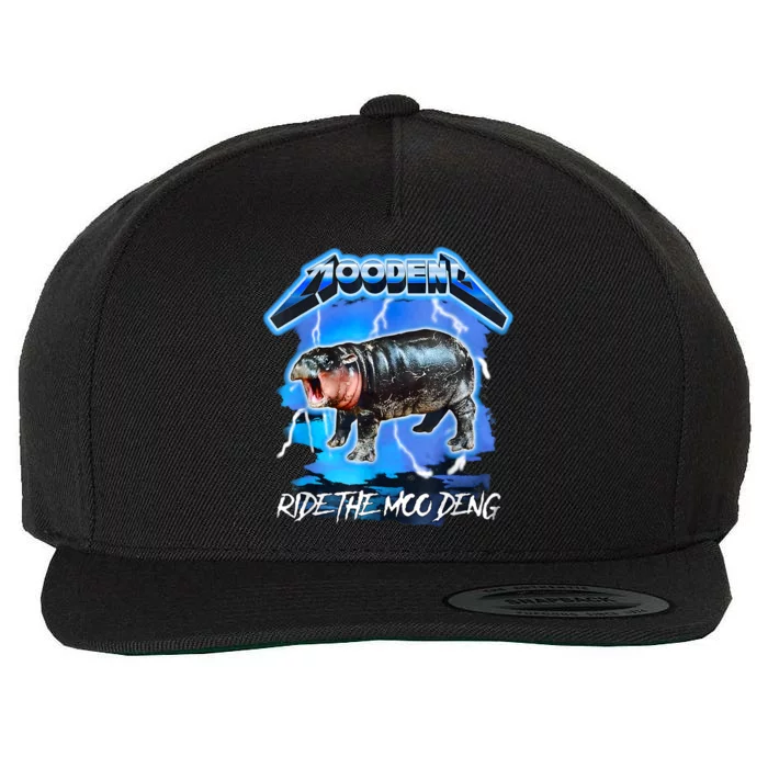 Moo Deng Hippo Ride The Moo Deng Wool Snapback Cap