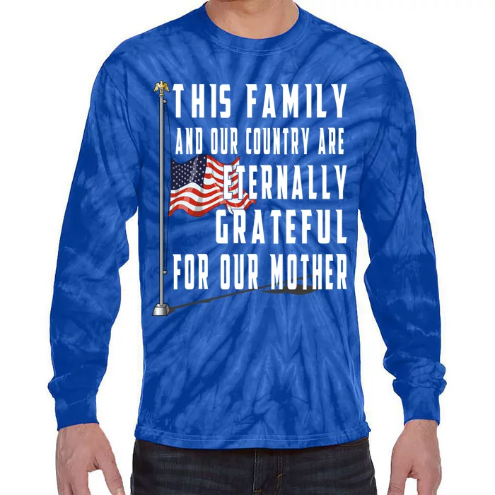 Memorial Day Half Staff American Flag Honor Fallen Mother Meaningful Gift Tie-Dye Long Sleeve Shirt