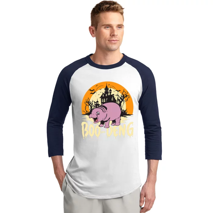 Moo Deng Halloween Boo Deng Halloween Baseball Sleeve Shirt