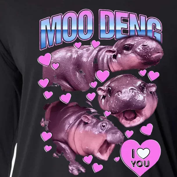 Moo Deng Hippo The Famous Baby Pigmy Moodeng Cooling Performance Long Sleeve Crew