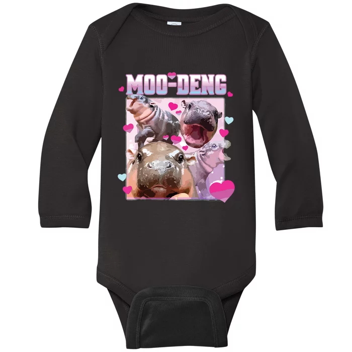 Moo Deng Hippo Baby Pygmy Funny Baby Long Sleeve Bodysuit