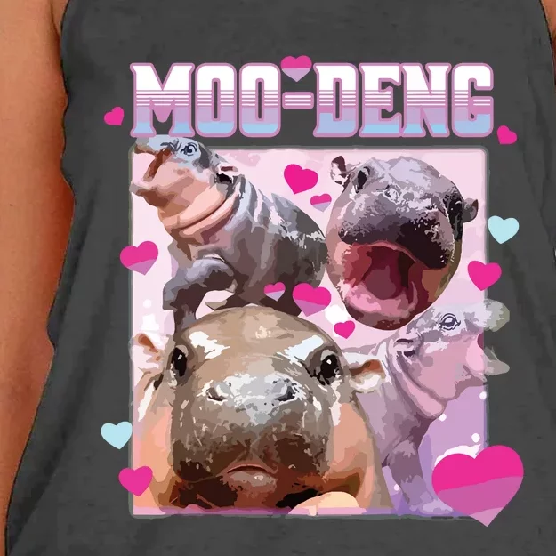 Moo Deng Hippo Baby Pygmy Funny Women's Knotted Racerback Tank