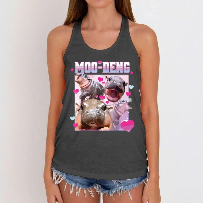 Moo Deng Hippo Baby Pygmy Funny Women's Knotted Racerback Tank