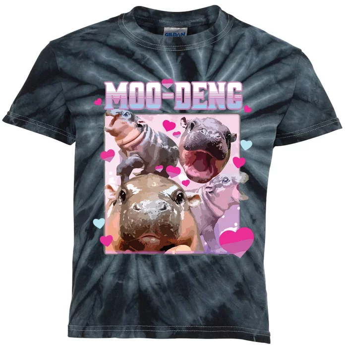 Moo Deng Hippo Baby Pygmy Funny Kids Tie-Dye T-Shirt