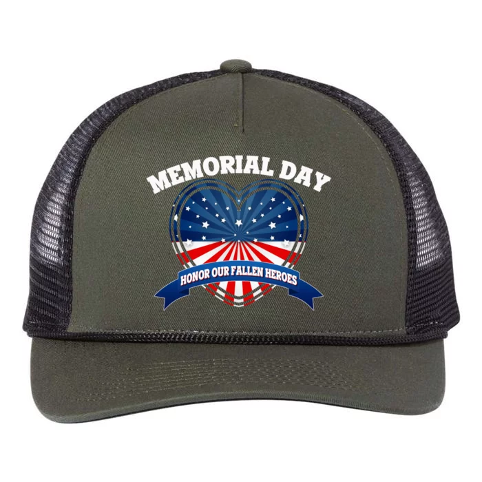 Memorial Day Honor Our Fallen Heroes Retro Rope Trucker Hat Cap