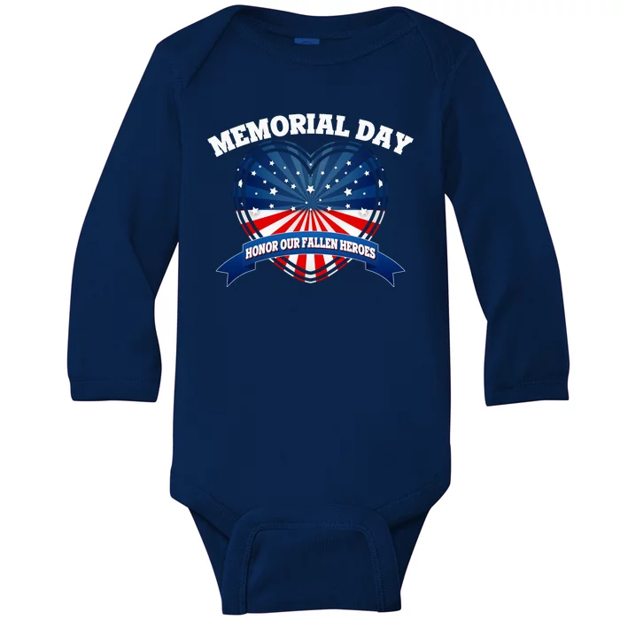 Memorial Day Honor Our Fallen Heroes Baby Long Sleeve Bodysuit