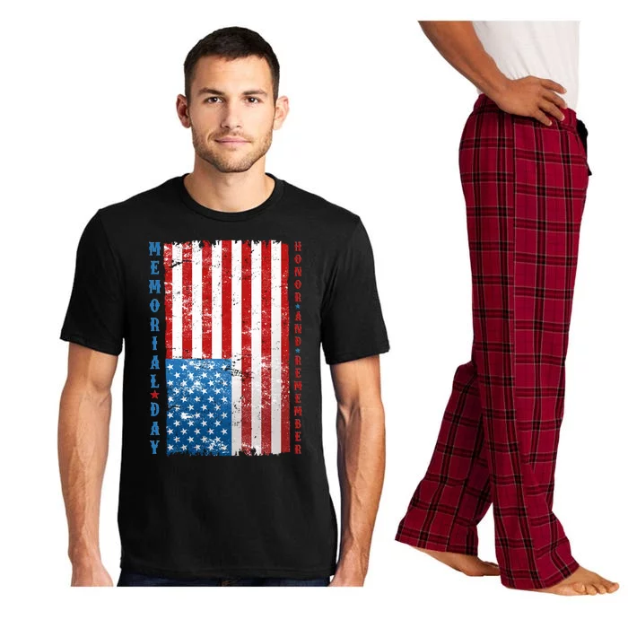 Memorial Day Honor And Remember Distressed USA American Flag Pajama Set