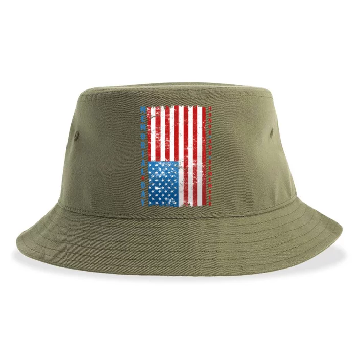 Memorial Day Honor And Remember Distressed USA American Flag Sustainable Bucket Hat