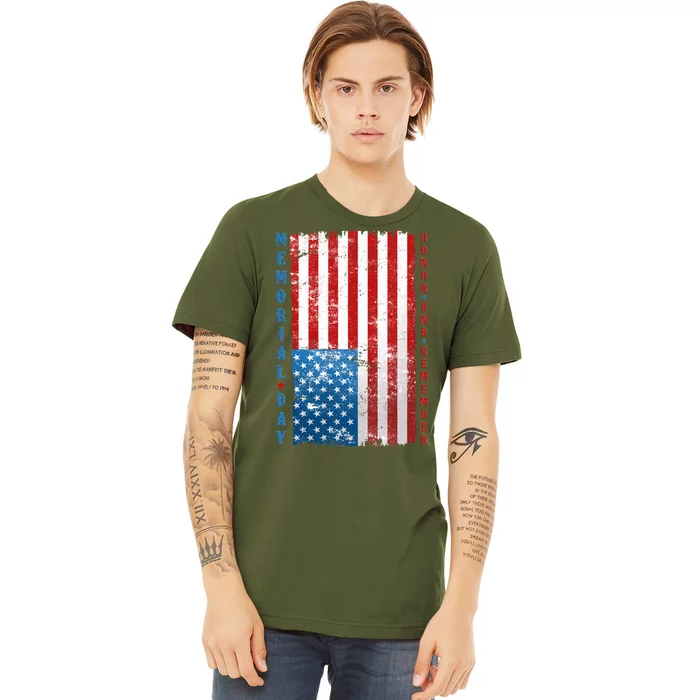 Memorial Day Honor And Remember Distressed USA American Flag Premium T-Shirt