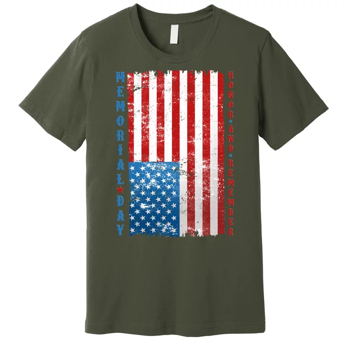 Memorial Day Honor And Remember Distressed USA American Flag Premium T-Shirt