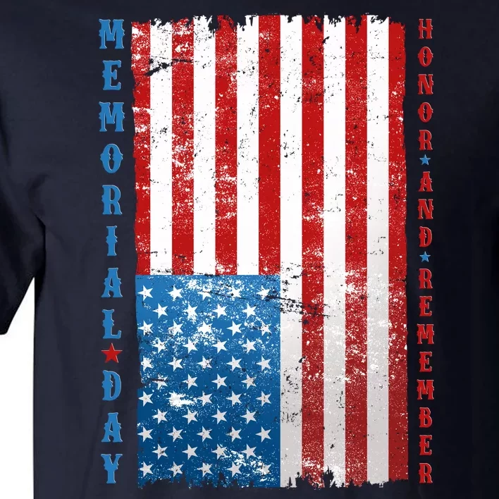 Memorial Day Honor And Remember Distressed USA American Flag Tall T-Shirt