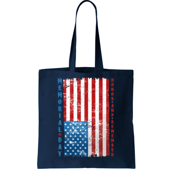 Memorial Day Honor And Remember Distressed USA American Flag Tote Bag