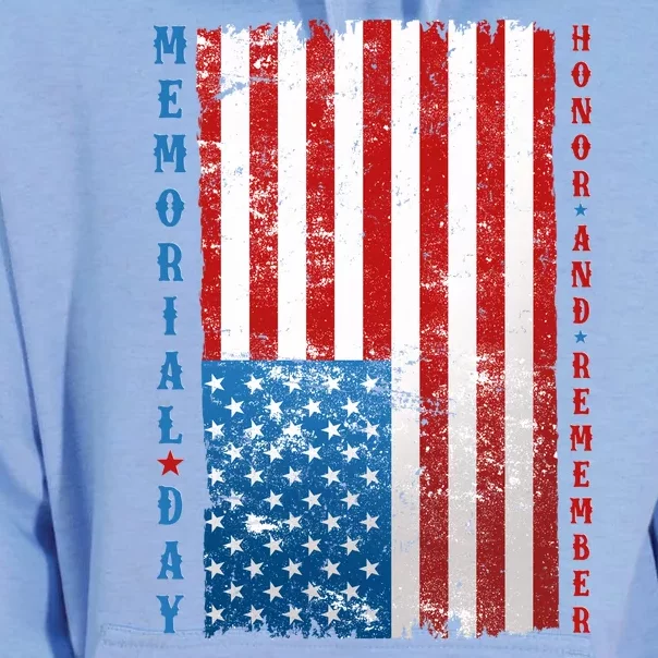 Memorial Day Honor And Remember Distressed USA American Flag Unisex Surf Hoodie