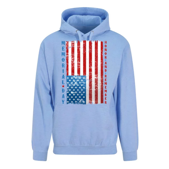 Memorial Day Honor And Remember Distressed USA American Flag Unisex Surf Hoodie