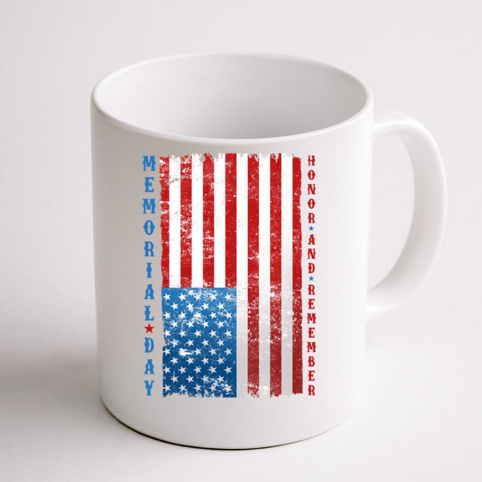 Memorial Day Honor And Remember Distressed USA American Flag Front & Back Coffee Mug