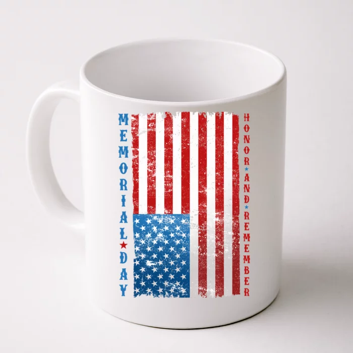 Memorial Day Honor And Remember Distressed USA American Flag Front & Back Coffee Mug