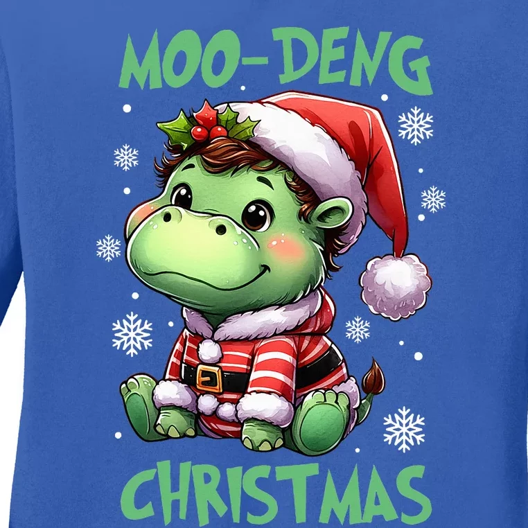 Moo Deng Hippo Baby Pigmy Moodeng Ladies Long Sleeve Shirt